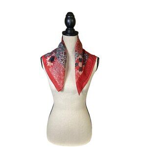 Womens Square Patchwork Scarf Red Floral Geometric Quilted Print Country Western